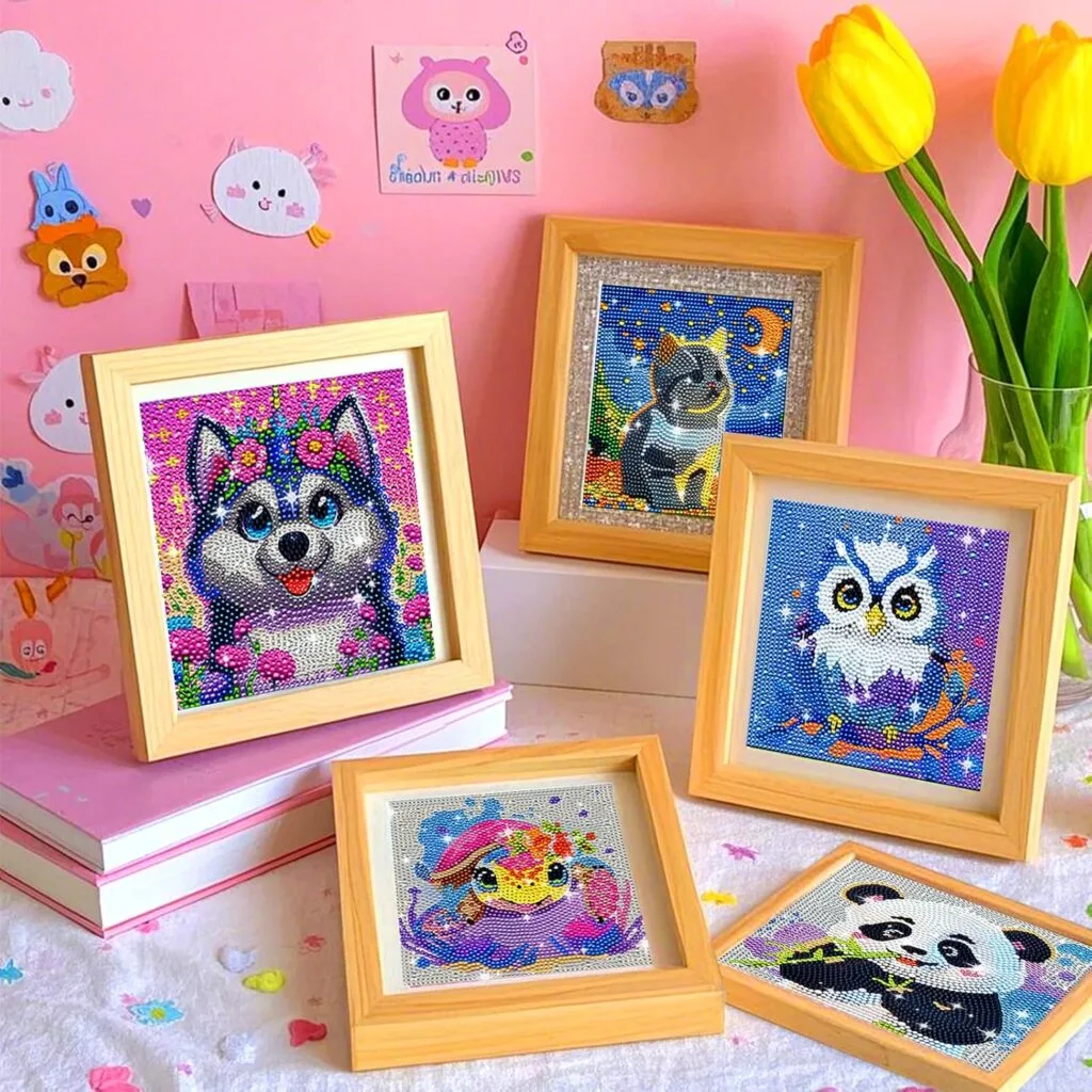 Kit pintura diamante 5d diamond painting 15x15cm. 6u. niños