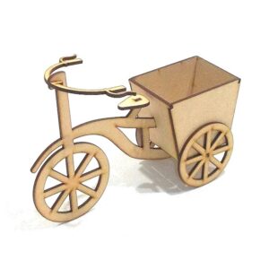 Bici con canasto altura 16 cm. canasto 6x9x7 cm. MDF 3mm