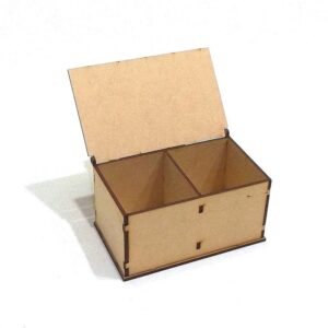 Caja de te con bisagra 2 divisiones 9x15 x8cm. MDF 3mm