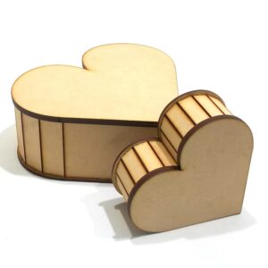 Caja forma corazon grande ancho 21 cm. alto 8 cm. MDF 3mm