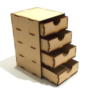 Cajonera de 4 cajones 12x13x19 cm. MDF 3mm