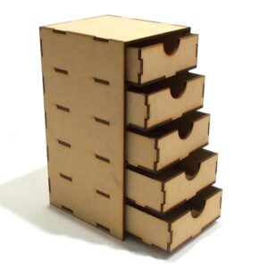 Cajonera de 5 cajones 12x13x23 cm. MDF 3mm