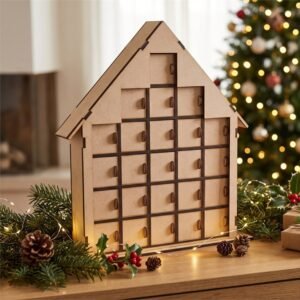 Calendario Adviento 45x43x7cm 25 compartimentos 6x6x6cm MDF 5mm