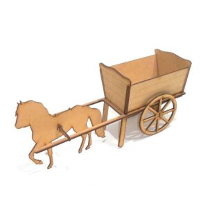 Carreta con caballo interior 14x19x8 cm. MDF 3mm