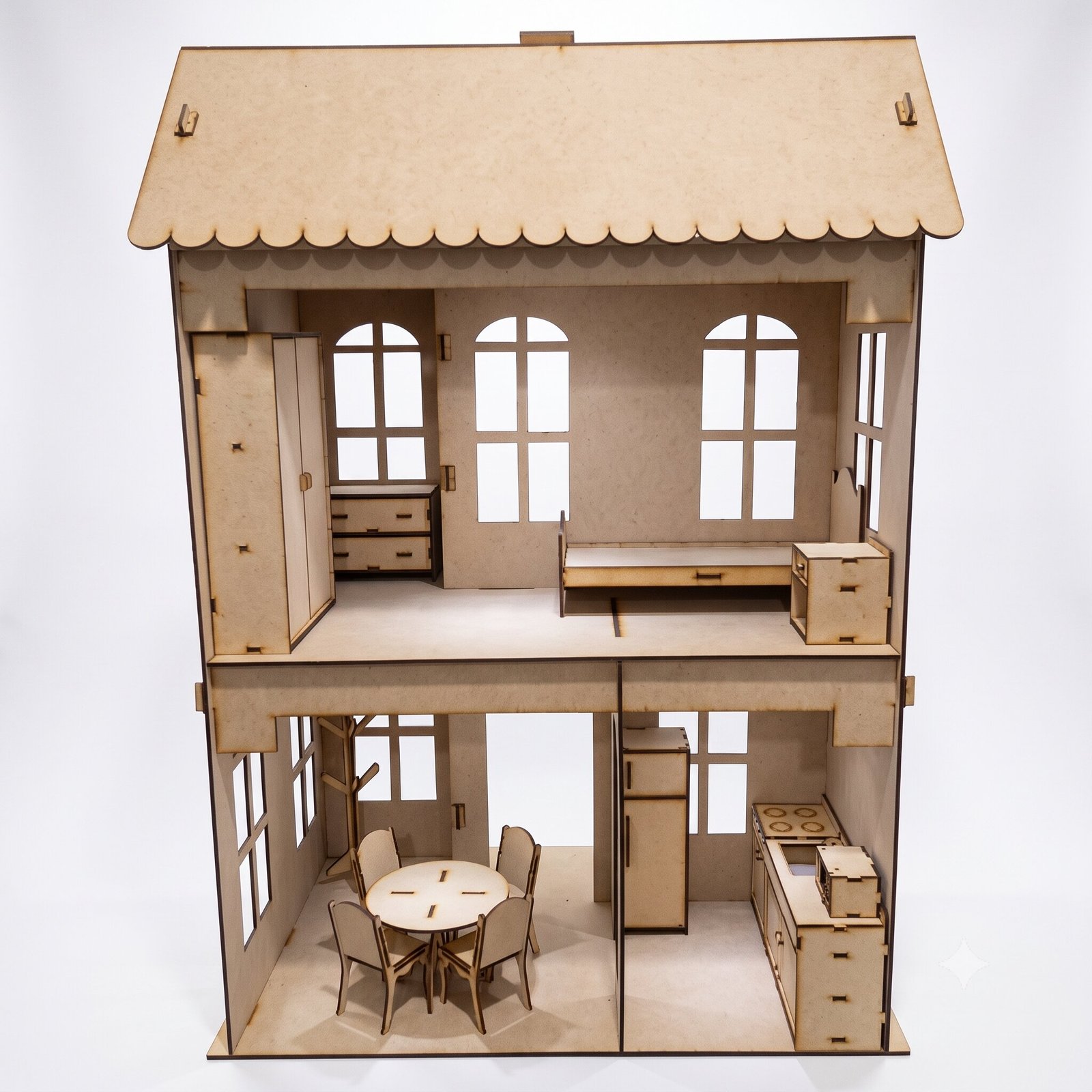 Casa de muñecas grande con 14 muebles altura 82 cm. MDF 3mm - Imagen 3