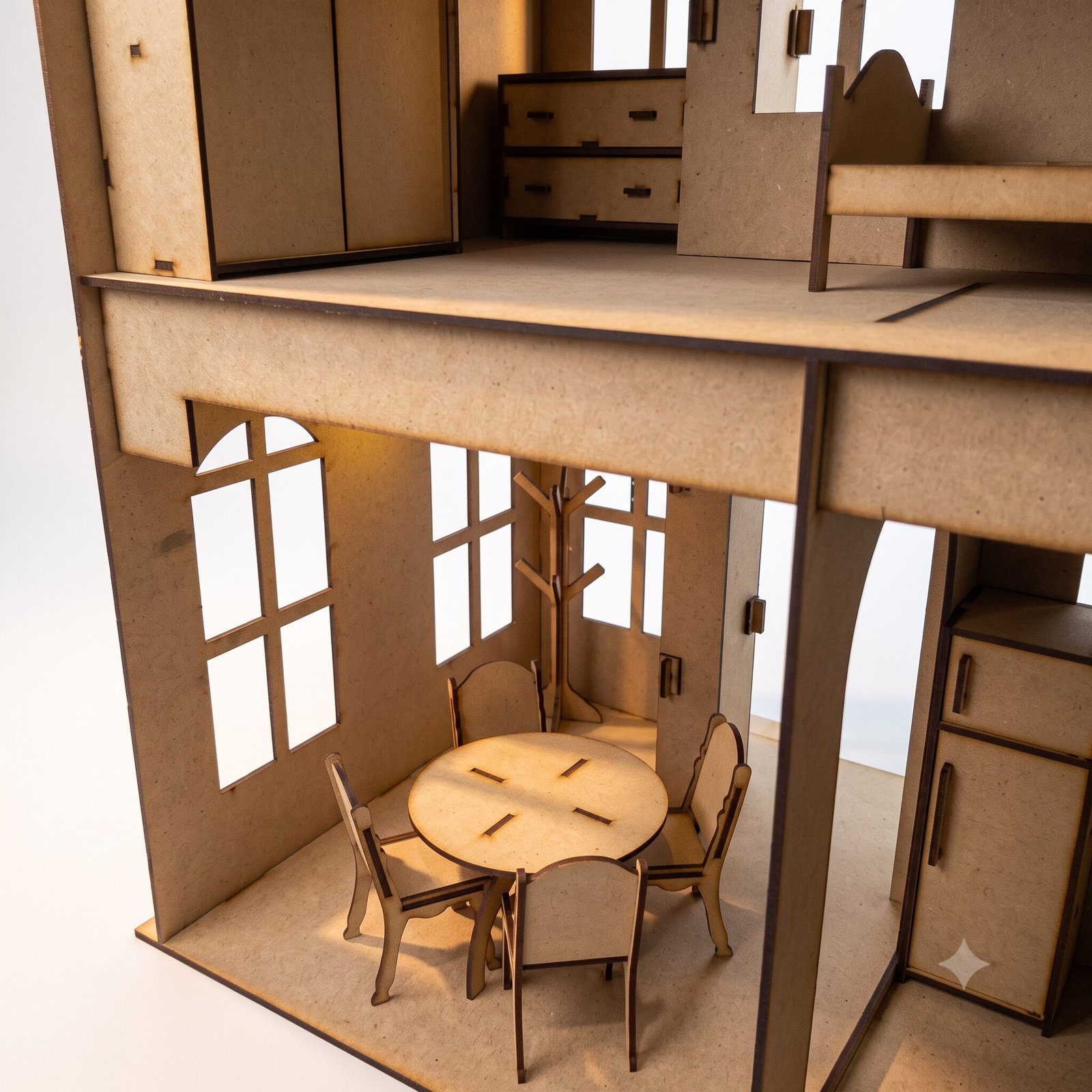 Casa de muñecas grande con 14 muebles altura 82 cm. MDF 3mm - Imagen 2