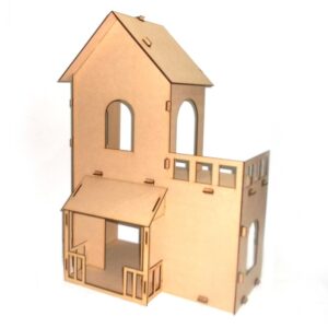 Casa de muñecas mediana mod 1 con puerta base 25x50cm altura 72cm MDF 3mm