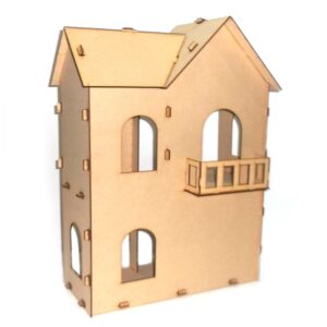 Casa de muñecas mediana mod 2 con balcon base 25x50cm altura 72cm MDF 3mm