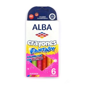 Crayones Alba Fantasy fluo y glitter x6 colores surtidos