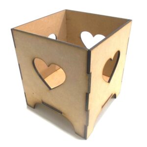 Fanal grande 13x13x15 cm. MDF 3mm - Forma corazon