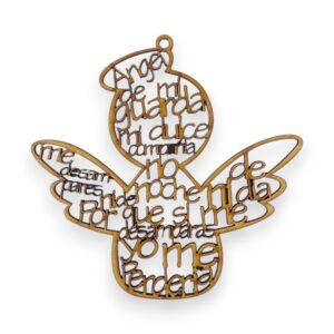 Figura calada angel de la guarda con frase 15 cm. MDF 3mm