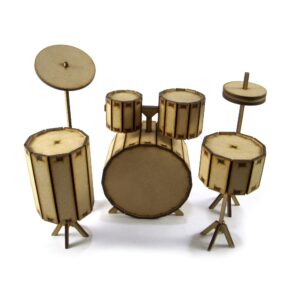 Instrumento 3D decorativo Bateria combo ancho 23cm. altura 19cm. MDF 3mm