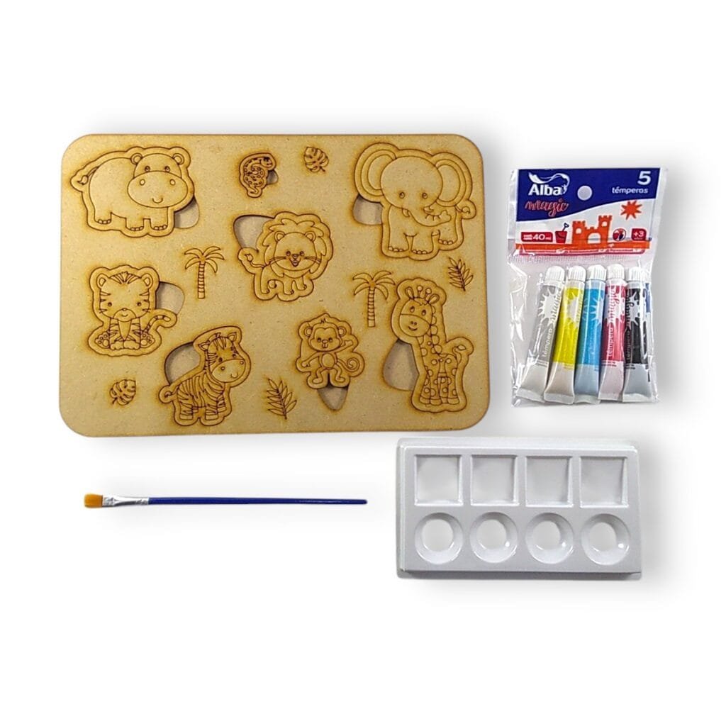 Kit de arte para niños rompecabezas temperas pincel paleta