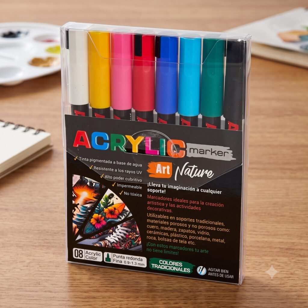 Set marcadores acrilico Plantec Art Nature x8 u. tradicional
