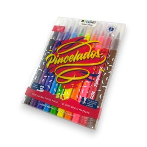 Marcadores Mooving punta pincel x10 colores