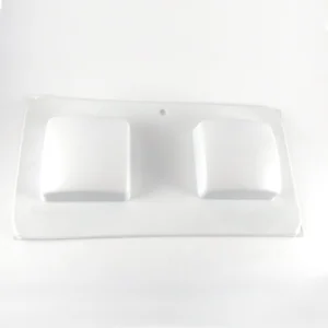 Molde plastico blanco para jabones - Cuadrado bombe 6x6cm.