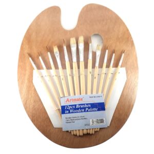 Paleta de madera Artmate 30x40cm. con 12 pinceles surtidos