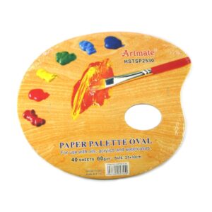 Paleta descartable ovalada 40 hojas 60gr. medida 25x30 cm.