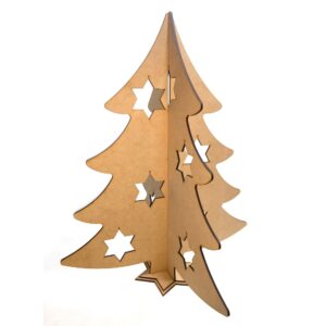 Pino 3D con calados de estrella altura 90cm. MDF 5mm