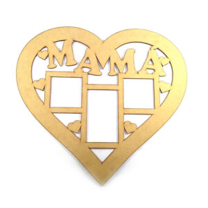 Marco multiple para 3 fotos 10x15 modelo corazon Mama MDF 3mm