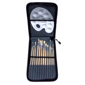 Estuche porta pincel con 12 pinceles y paleta plastica