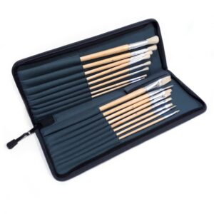 Estuche porta pincel con 16 pinceles de cerda