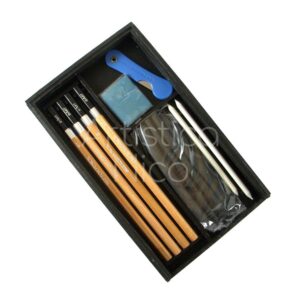 Set de dibujo lapices carbonilla y accesorios caja MDF 3mm