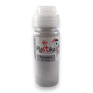 Tempera escolar Plastika 60ml. metalizada - Plata