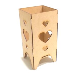Velador recto 14x14x29 cm. MDF 3mm - Corazones