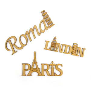 Palabra enlazada ciudades 30 cm. MDF 3mm