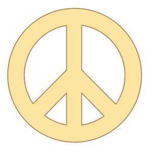 Figura calada simbolo de la paz 6 cm. MDF 3mm