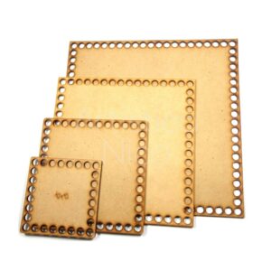 Base para tejer crochet totora Cuadrado 25x25 cm. MDF 3mm