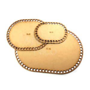 Base para tejer crochet totora Ovalo 25x35 cm. MDF 3mm