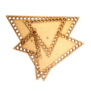 Base para tejer crochet totora Triangulo 15 cm. MDF 3mm