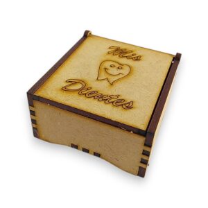 Caja para dientes chica bisagra con dibujo MDF 3mm