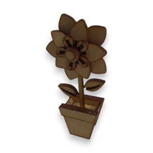 Flor 3D altura 15cm. con maceta MDF 3mm - Modelo N° 1