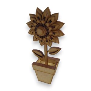 Flor 3D altura 15cm. con maceta MDF 3mm - Modelo N° 2