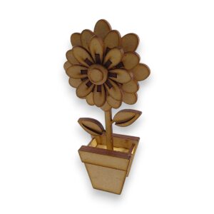 Flor 3D altura 15cm. con maceta MDF 3mm - Modelo N° 3