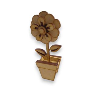 Flor 3D altura 15cm. con maceta MDF 3mm - Modelo N° 4