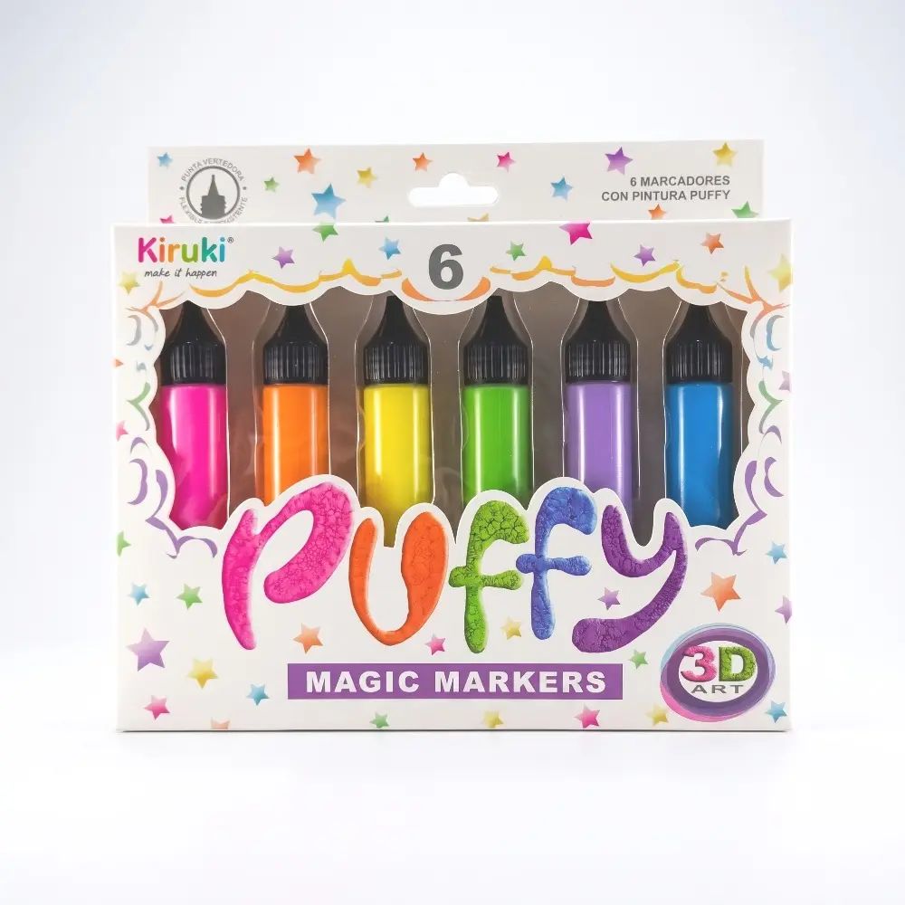 Marcadores Puffy 3D Kiruki x6 colores