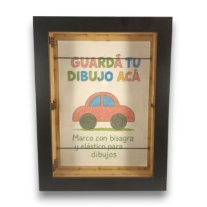 Marco con bisagra para guardar dibujos A4 fibroplus negro MDF 3mm