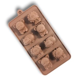 Molde de silicona animales de la selva x8 figuras medida total 20x11cm