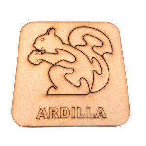 Rompecabezas de animales 15x15 cm. MDF 3mm - Ardilla