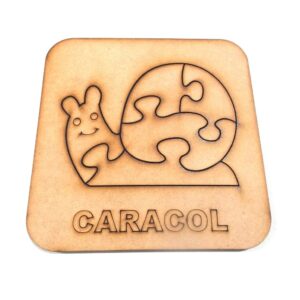 Rompecabezas de animales 15x15 cm. MDF 3mm - Caracol