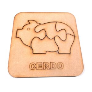 Rompecabezas de animales 15x15 cm. MDF 3mm - Cerdo
