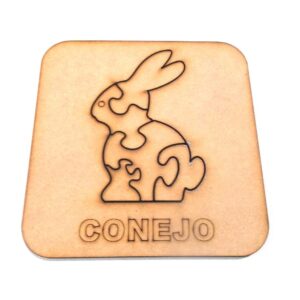 Rompecabezas de animales 15x15 cm. MDF 3mm - Conejo