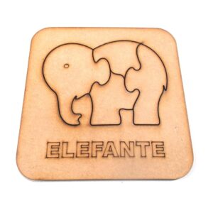 Rompecabezas de animales 15x15 cm. MDF 3mm - Elefante