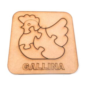 Rompecabezas de animales 15x15 cm. MDF 3mm - Gallina