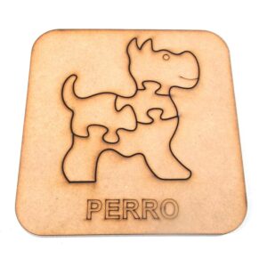 Rompecabezas de animales 15x15 cm. MDF 3mm - Perro