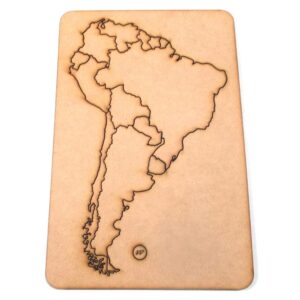 Rompecabezas didacticos 20x30 cm. MDF 3mm - N° 8 Mapa Sudamerica